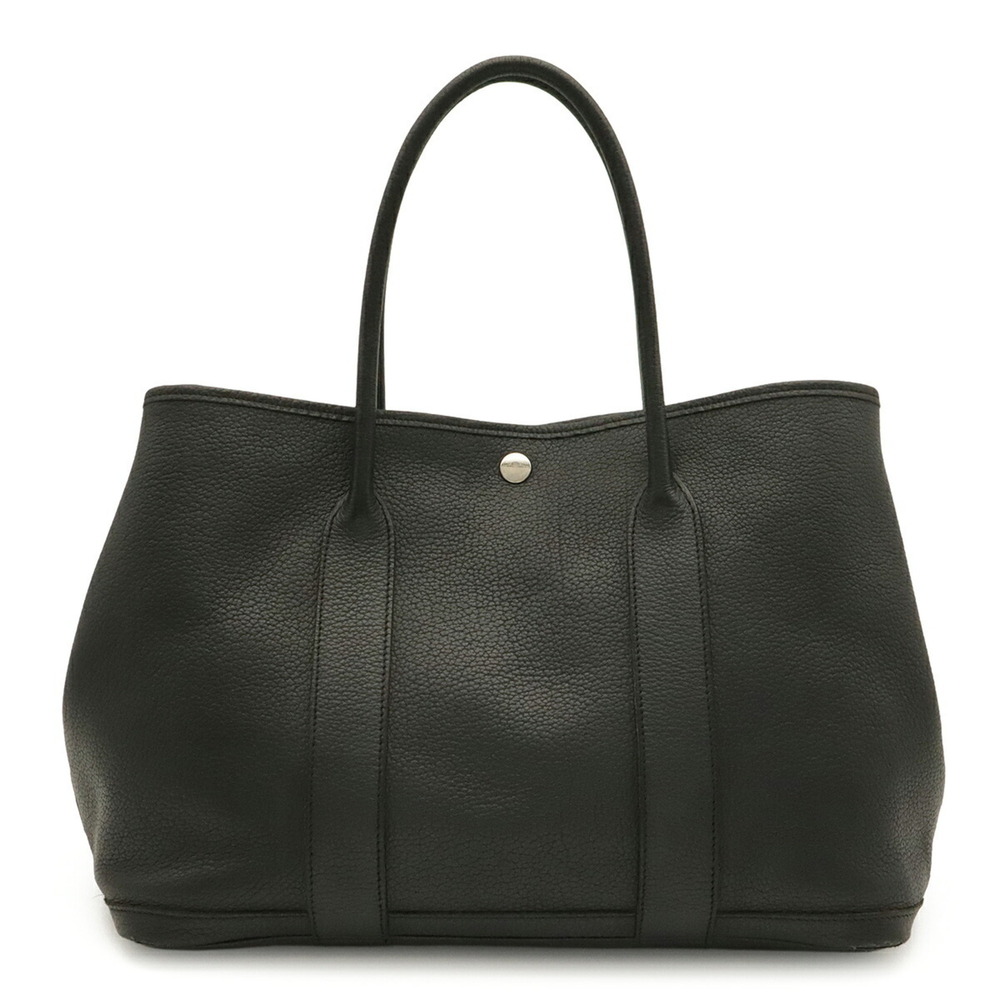 HERMES Garden PM Tote Bag Handbag Negonda Leather Black □L Stamp